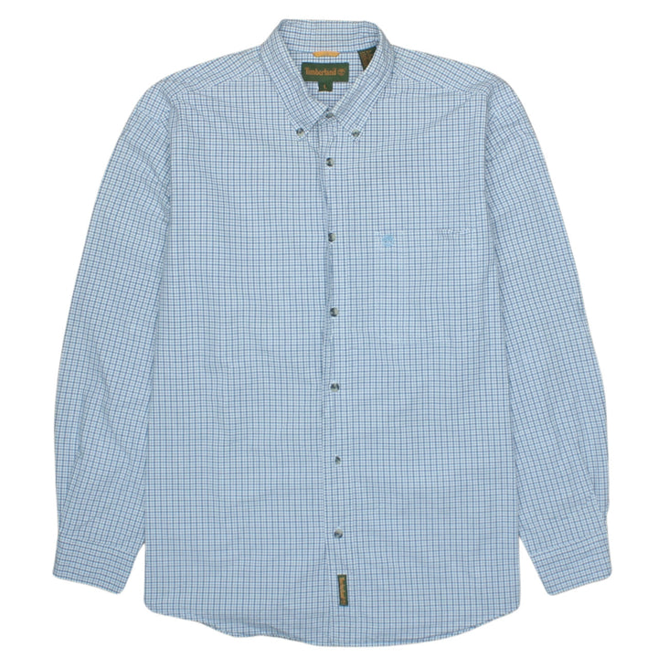 Timberland Men's Blue Check Long Sleeve Button-Down Casual Shirt L