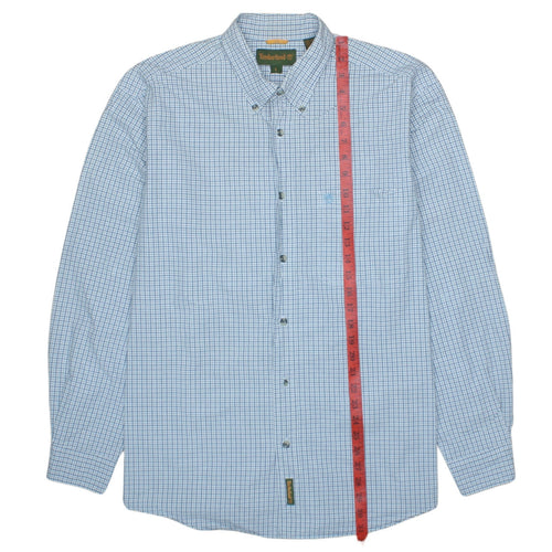 Timberland Men's Blue Check Long Sleeve Button-Down Casual Shirt L