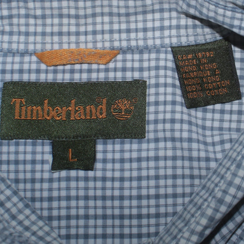 Timberland Men's Blue Check Long Sleeve Button-Down Casual Shirt L