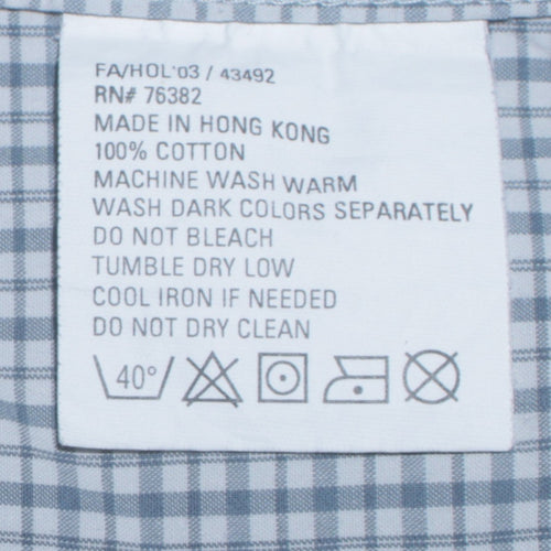 Timberland Men's Blue Check Long Sleeve Button-Down Casual Shirt L