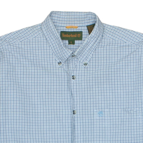Timberland Men's Blue Check Long Sleeve Button-Down Casual Shirt L