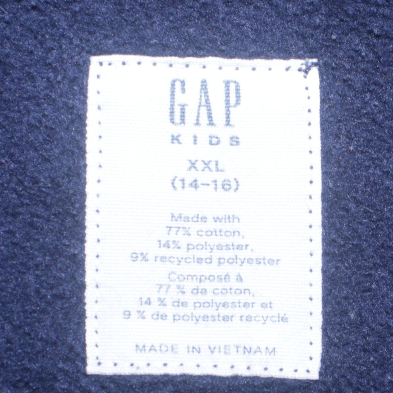 GAP Boys Navy Blue Pullover Hoodie XXL (14-16) Cotton Blend Lined