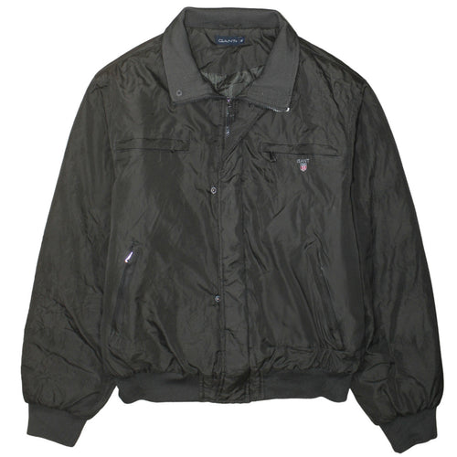 GANT Men's Black Bomber Jacket L Regular Fit Nylon Full Zip