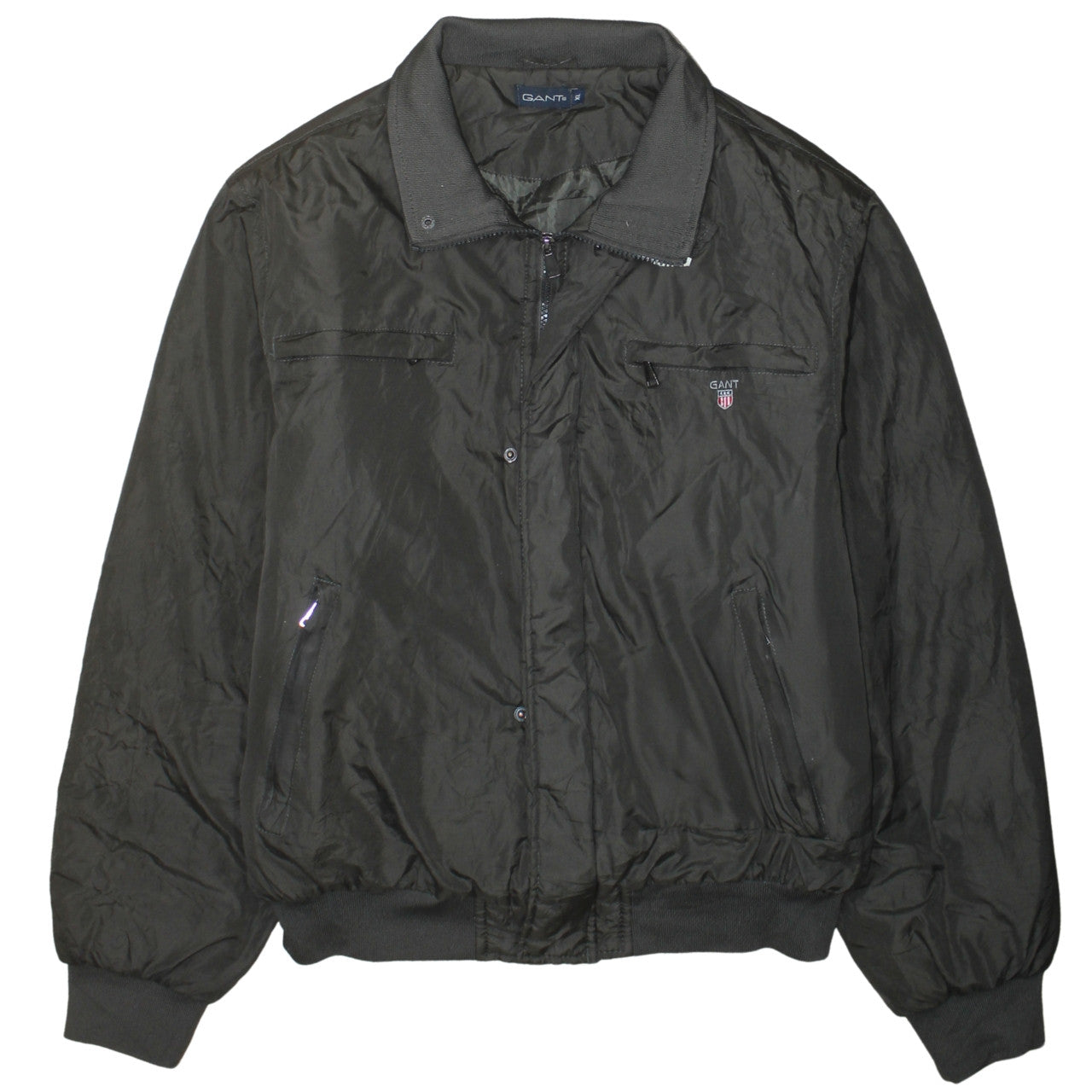 GANT Men's Black Bomber Jacket L Regular Fit Nylon Full Zip