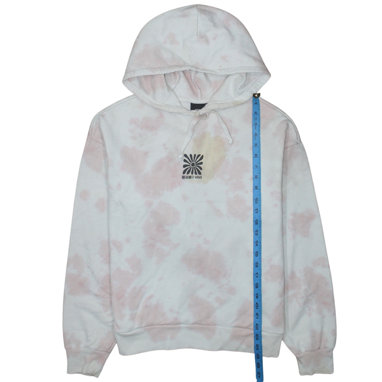 Vans Womens White Pink Tie Dye Hoodie Small Relaxed Fit Pullover