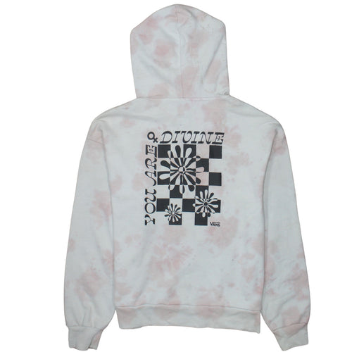 Vans Womens White Pink Tie Dye Hoodie Small Relaxed Fit Pullover