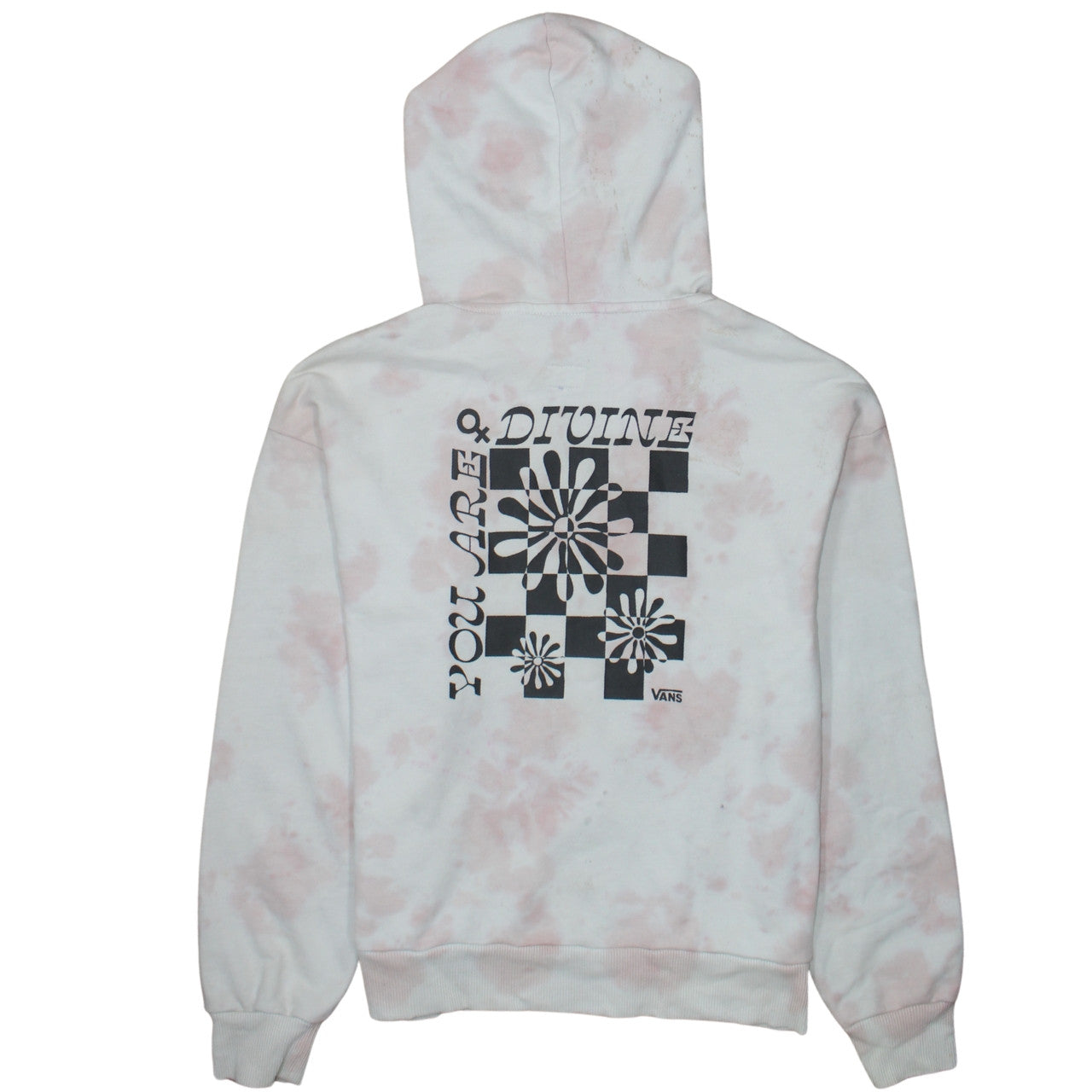 Vans Womens White Pink Tie Dye Hoodie Small Relaxed Fit Pullover