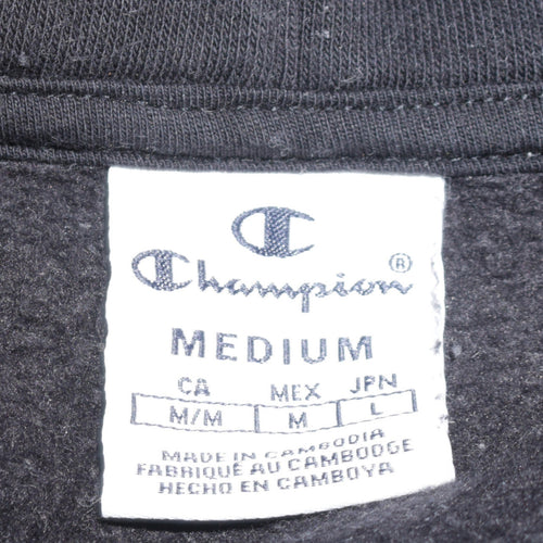 Champion Women Black Beige Pullover Hoodie Medium Logo Graphic Sweatshirt