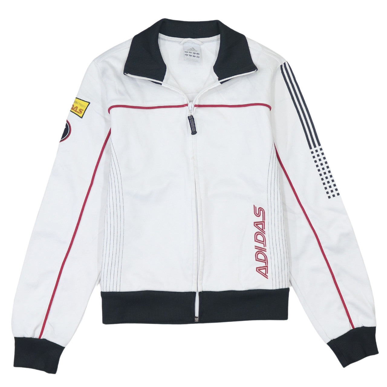 Adidas Women White Full Zip Sweatshirt Size 12 Logo Sportswear