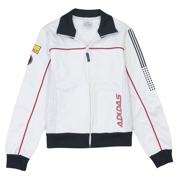 Adidas Women White Full Zip Sweatshirt Size 12 Logo Sportswear