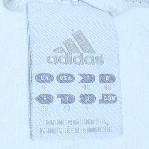 Adidas Women White Full Zip Sweatshirt Size 12 Logo Sportswear