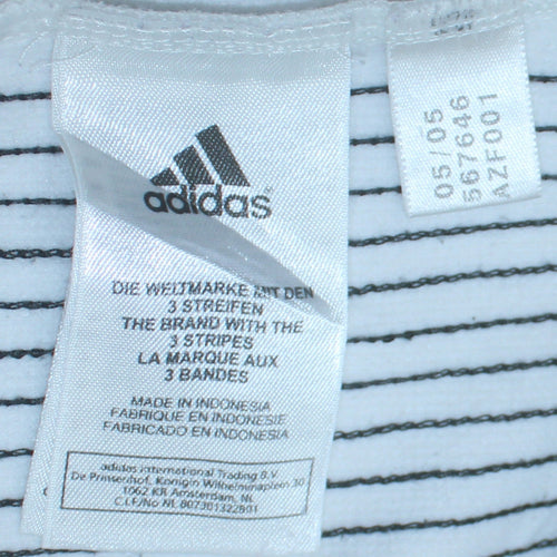 Adidas Women White Full Zip Sweatshirt Size 12 Logo Sportswear