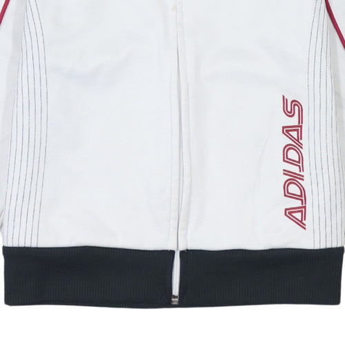 Adidas Women White Full Zip Sweatshirt Size 12 Logo Sportswear