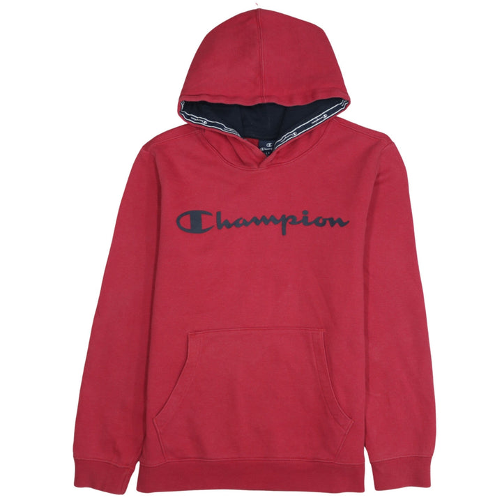 Champion Boys Red Pullover Hoodie XL 13-14 Years Cotton Blend Logo Print