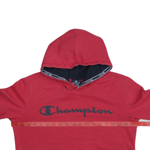 Champion Boys Red Pullover Hoodie XL 13-14 Years Cotton Blend Logo Print