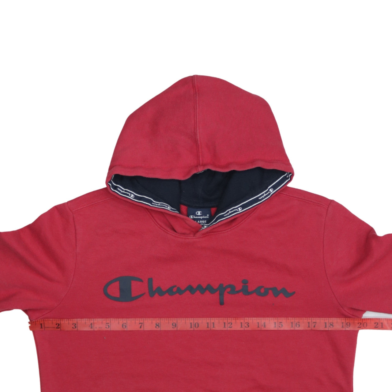 Champion Boys Red Pullover Hoodie XL 13-14 Years Cotton Blend Logo Print