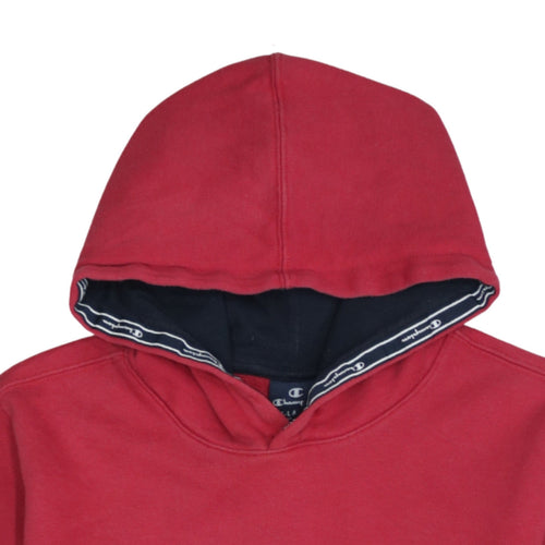 Champion Boys Red Pullover Hoodie XL 13-14 Years Cotton Blend Logo Print