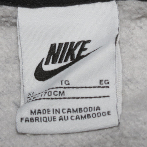 Nike Boys Black Full Zip Hoodie XL 170cm Fleece Geometric Design