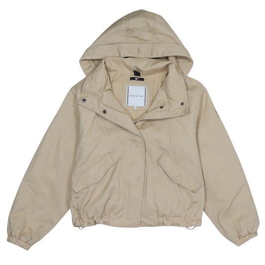 Tommy Hilfiger Girls Beige Hooded Cotton Anorak Jacket - Size 12 Years