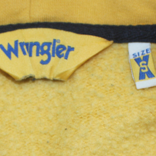 Wrangler Men's Yellow Pullover Hoodie S Retro Sports Style