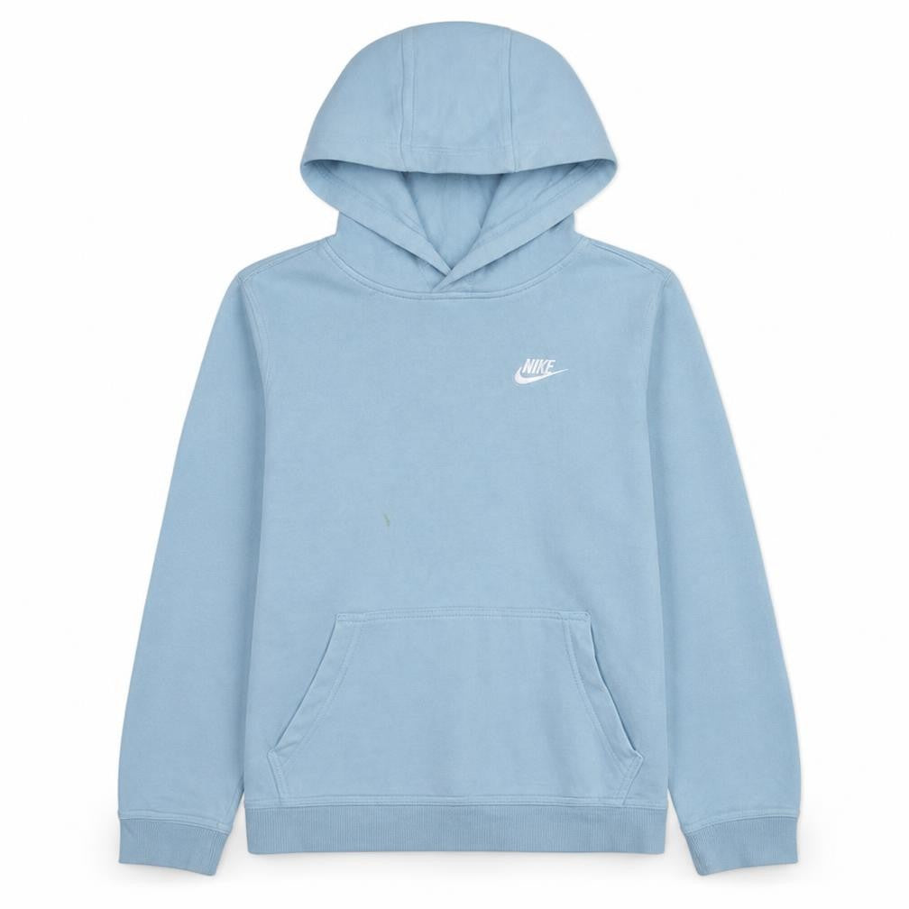 Front view of Nike boys’ blue pullover hoodie l 147-158cm cotton blend sweatshirt