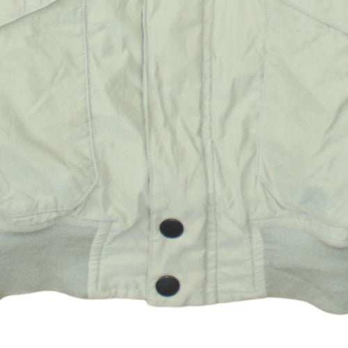 Nautica Men Beige XL Bomber Jacket Leather Collar Nylon Blend