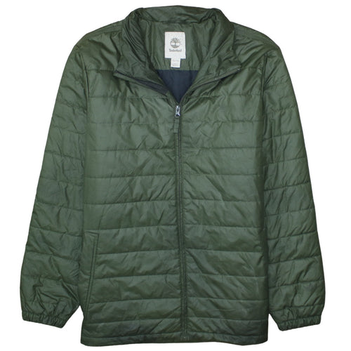 Timberland Men's Green XL Puffer Jacket Lightweight Nylon Quilted Coat
