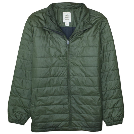 Timberland Men's Green XL Puffer Jacket Lightweight Nylon Quilted Coat