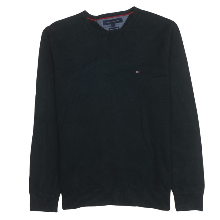 Tommy Hilfiger Men’s Black Cotton Crew Neck Pullover Jumper L