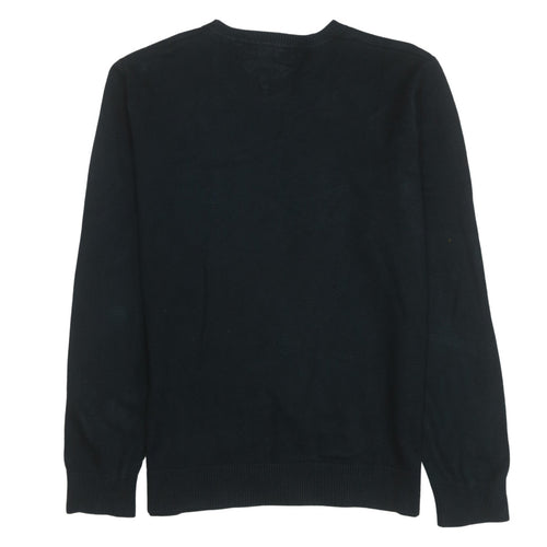 Tommy Hilfiger Men’s Black Cotton Crew Neck Pullover Jumper L