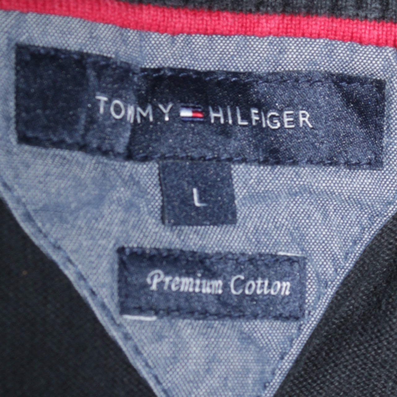 Tommy Hilfiger Men’s Black Cotton Crew Neck Pullover Jumper L