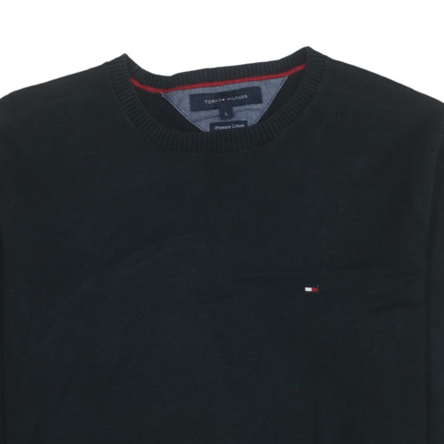 Tommy Hilfiger Men’s Black Cotton Crew Neck Pullover Jumper L