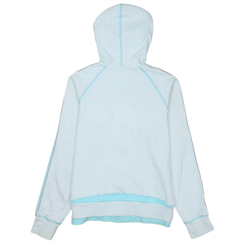 Adidas Women White Blue Full Zip Hoodie Size 16 Hooded Sweatshirt