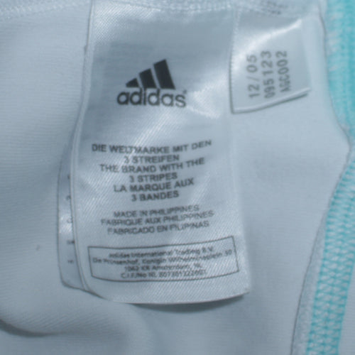 Adidas Women White Blue Full Zip Hoodie Size 16 Hooded Sweatshirt