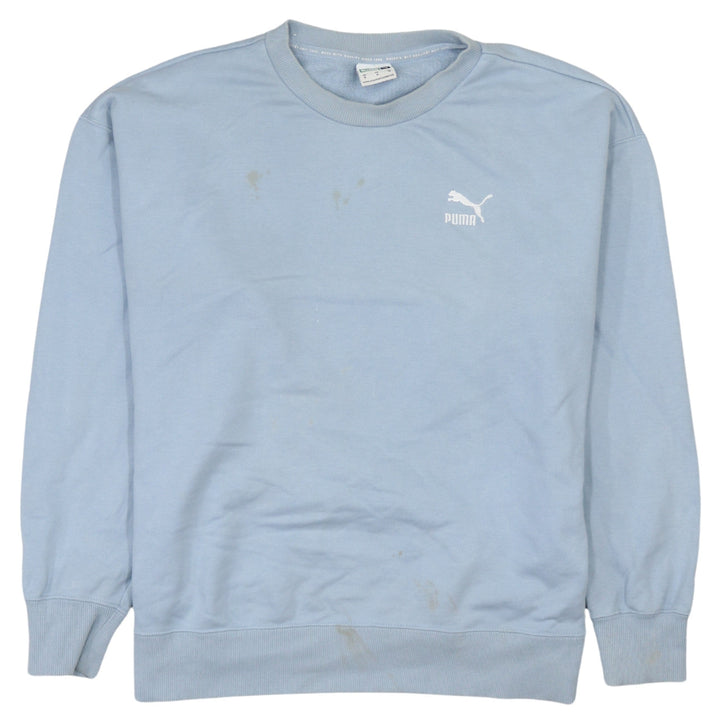 Puma Women's Blue Logo Crew Neck Pullover Sweatshirt Size M