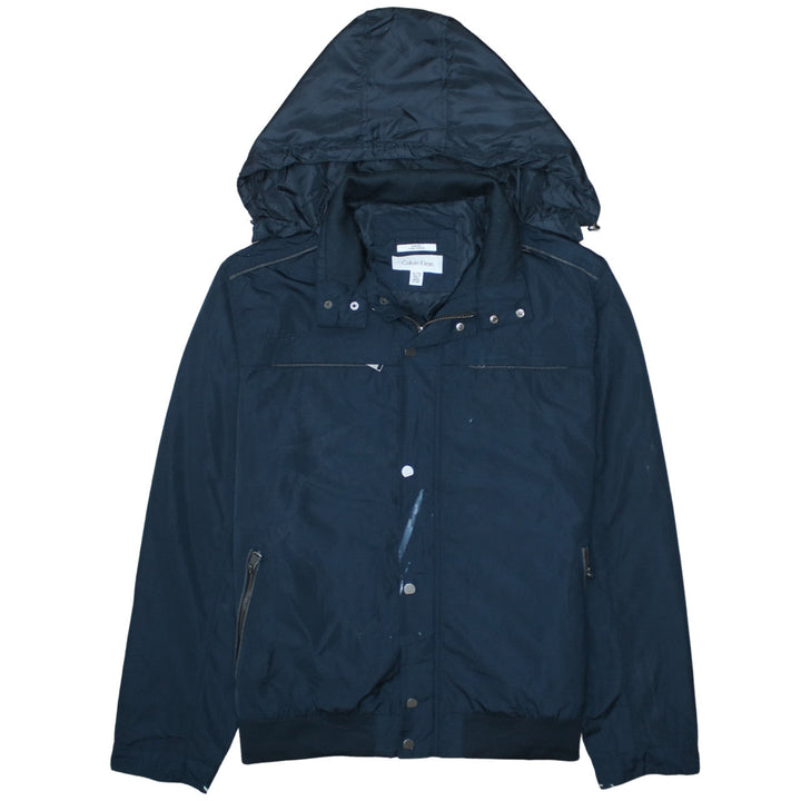 Calvin Klein Men's Blue XL Hooded Water-Resistant Jacket