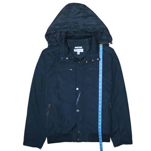 Calvin Klein Men's Blue XL Hooded Water-Resistant Jacket