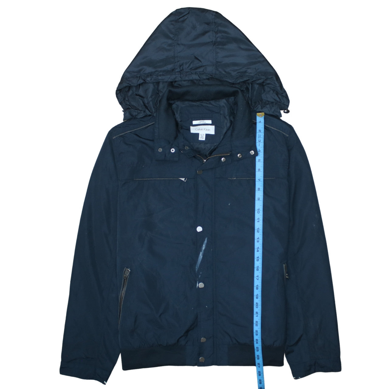Calvin Klein Men's Blue XL Hooded Water-Resistant Jacket