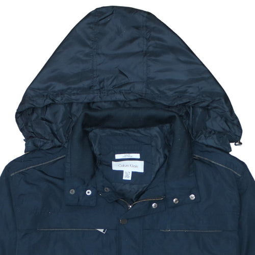 Calvin Klein Men's Blue XL Hooded Water-Resistant Jacket