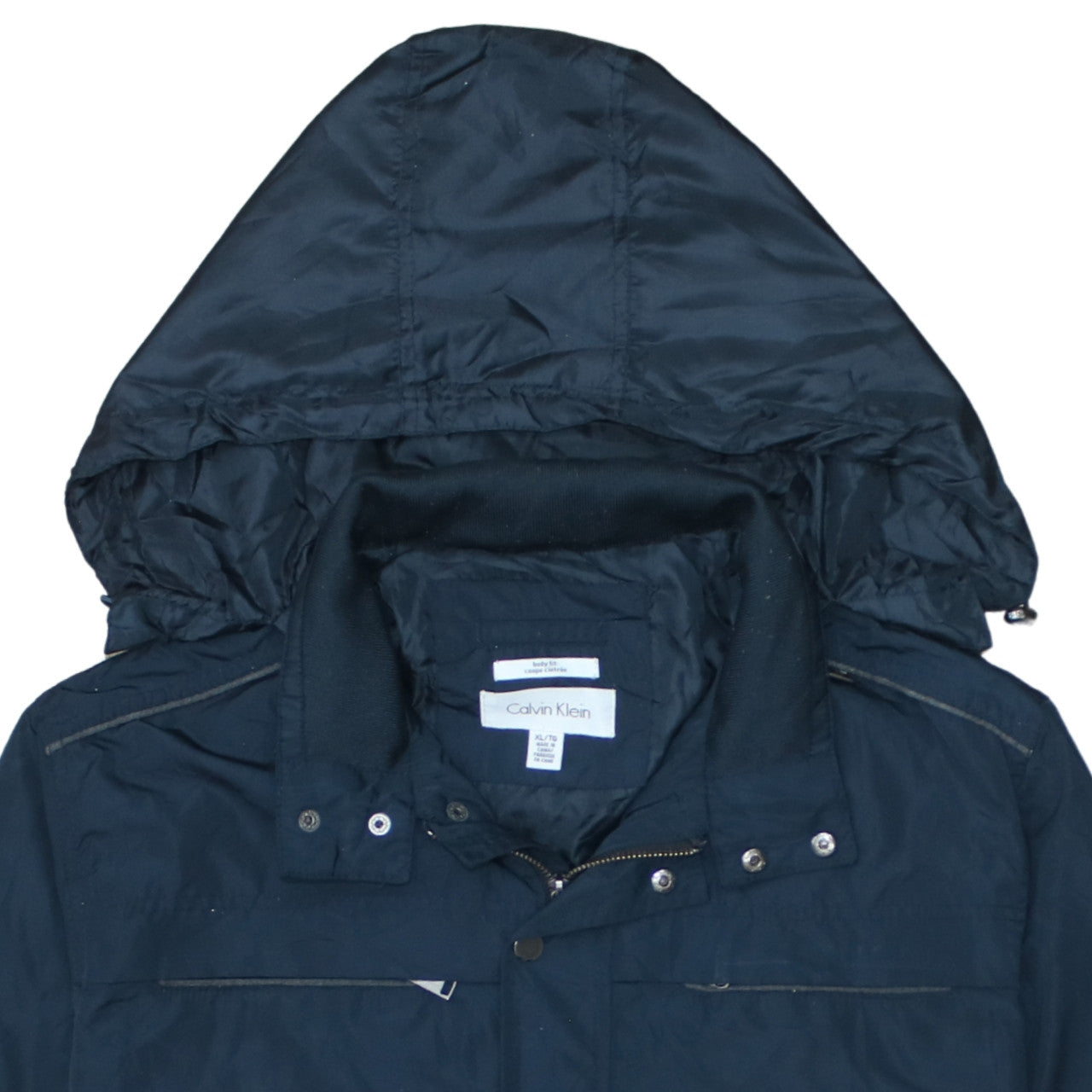 Calvin Klein Men's Blue XL Hooded Water-Resistant Jacket