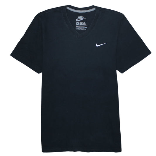 Nike Men's Black V-Neck Regular Fit Cotton T-Shirt Small
