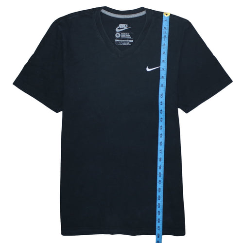 Nike Men's Black V-Neck Regular Fit Cotton T-Shirt Small