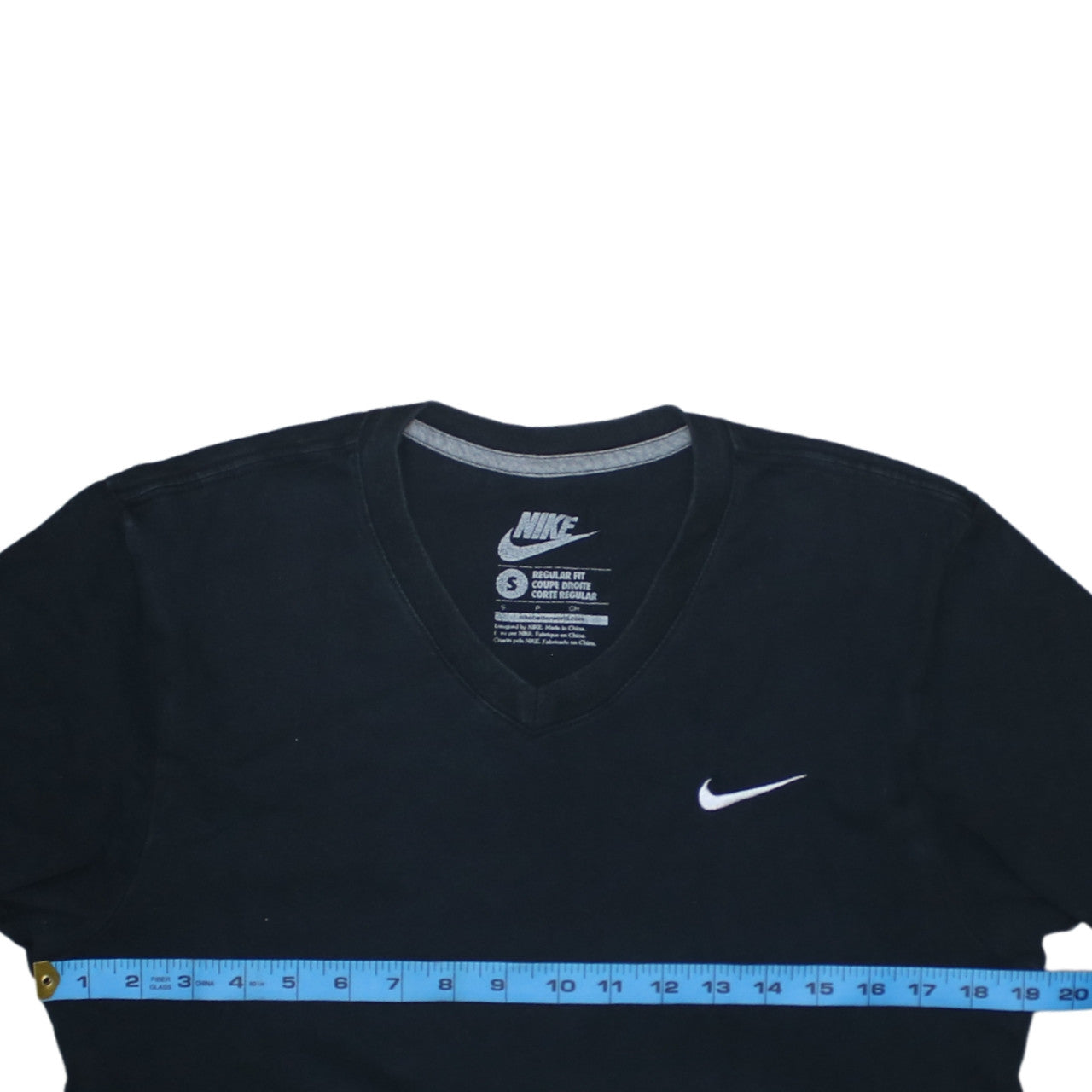 Nike Men's Black V-Neck Regular Fit Cotton T-Shirt Small