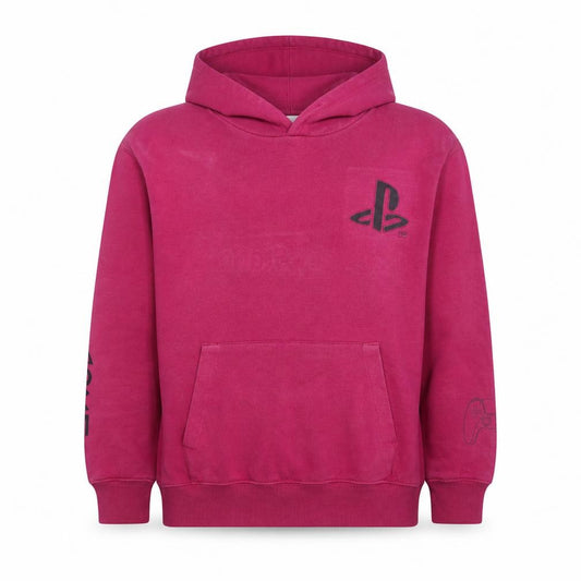 Front view of Zara girls’ pink playstation pullover hoodie 13-14 years logo fleece