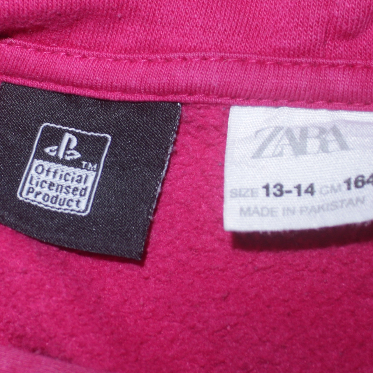 Zara Girls Pink PlayStation Pullover Hoodie 13-14 Years Logo Fleece