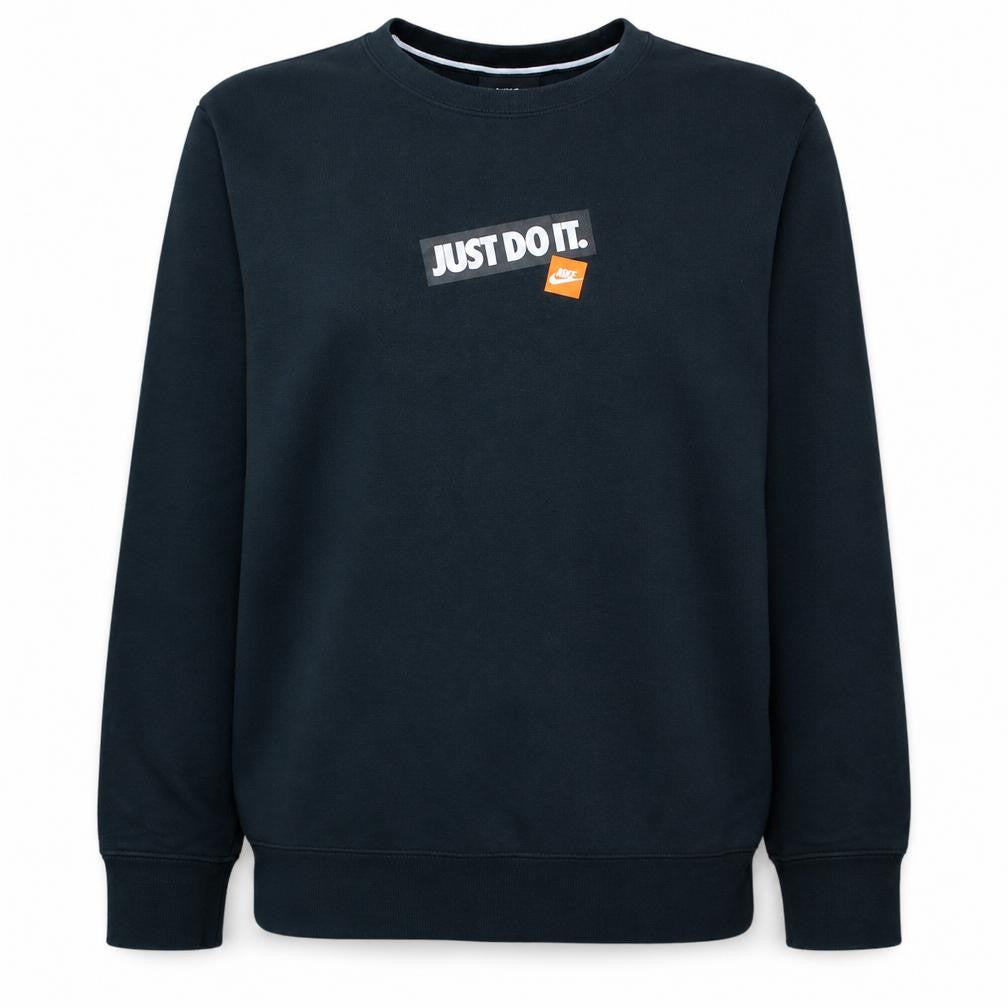 Front view of Nike Men's Black Just Do It Pullover Sweatshirt, size S