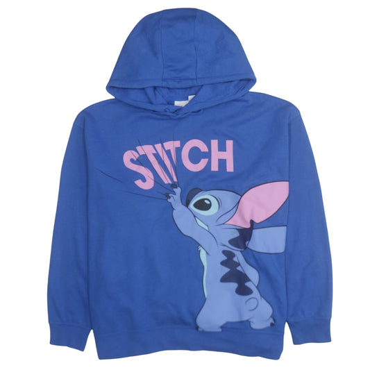 Disney Women’s Blue Stitch Pullover Hoodie 2XL Relaxed Fit