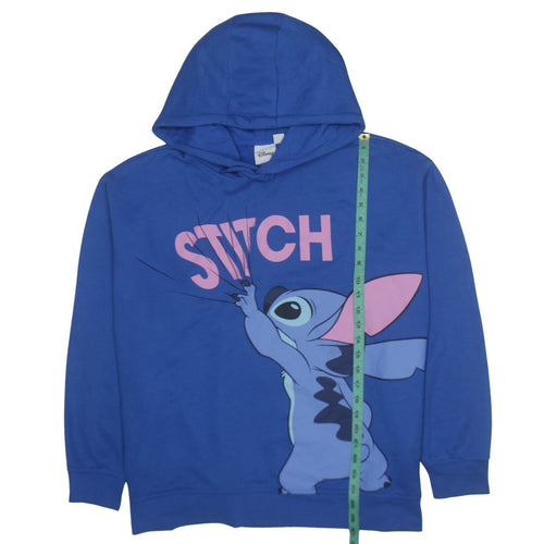 Disney Women’s Blue Stitch Pullover Hoodie 2XL Relaxed Fit