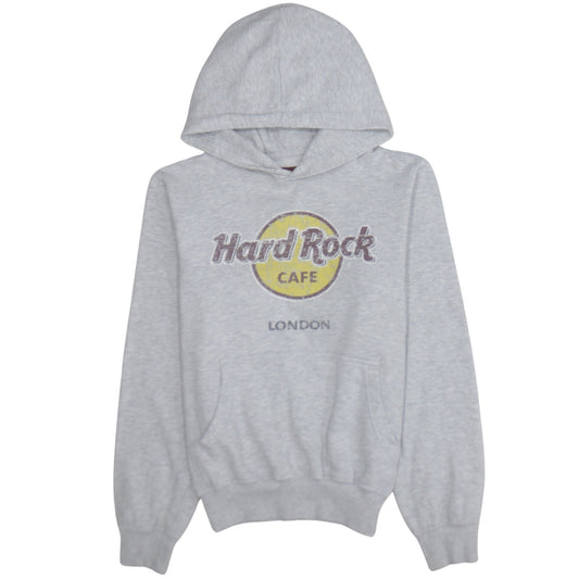 Hard Rock Cafe London Women's Grey Pullover Hoodie Small Cotton Blend