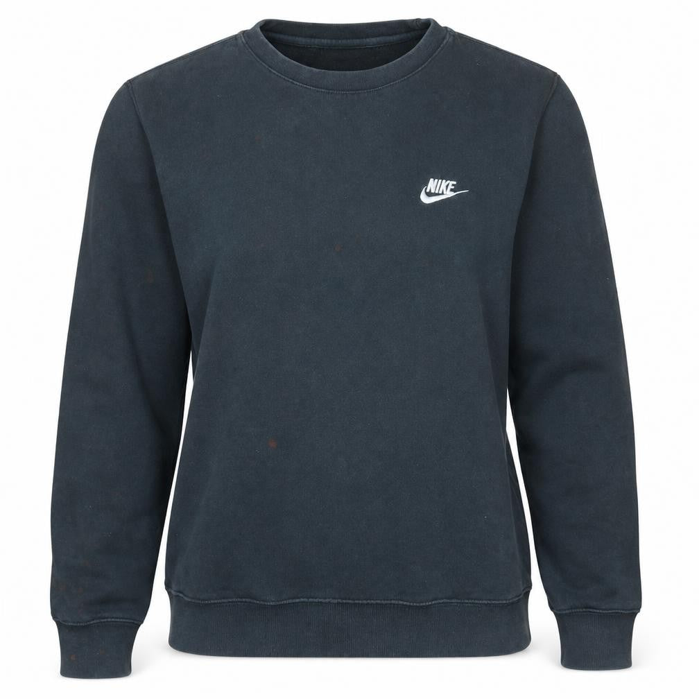 Front view of Nike Women's Black Small Pullover Sweatshirt Crew Neck Logo